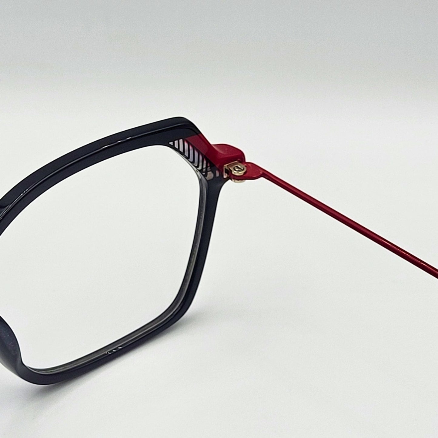Anak BAF8002ML - Black Red Polygonal Eyeglasses by The Nevermore – Unique Eyeglasses by Nevermore Lifestyle & Tech |