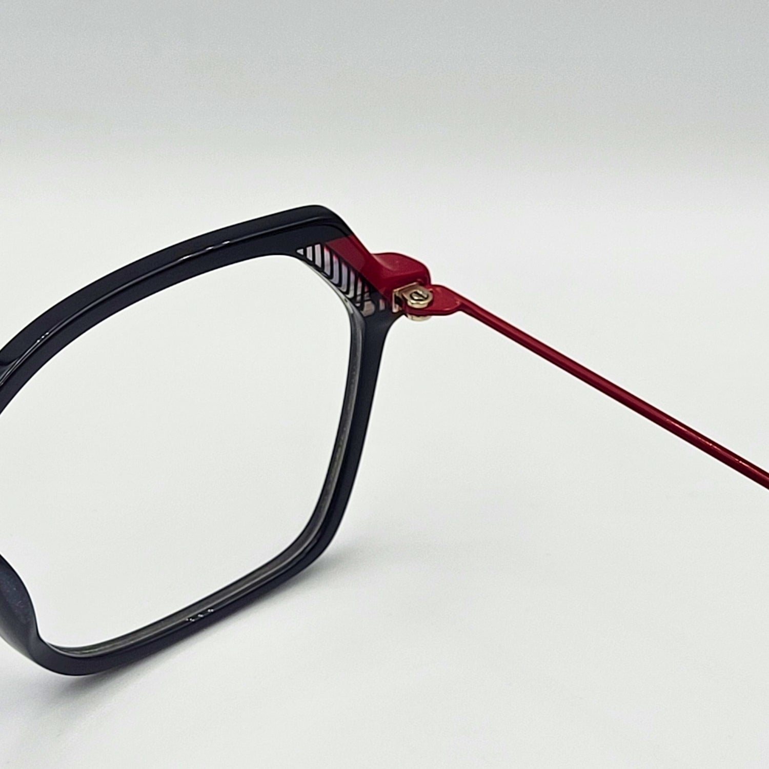 Anak BAF8002ML - Black Red Polygonal Eyeglasses by The Nevermore – Unique Eyeglasses by Nevermore Lifestyle & Tech |