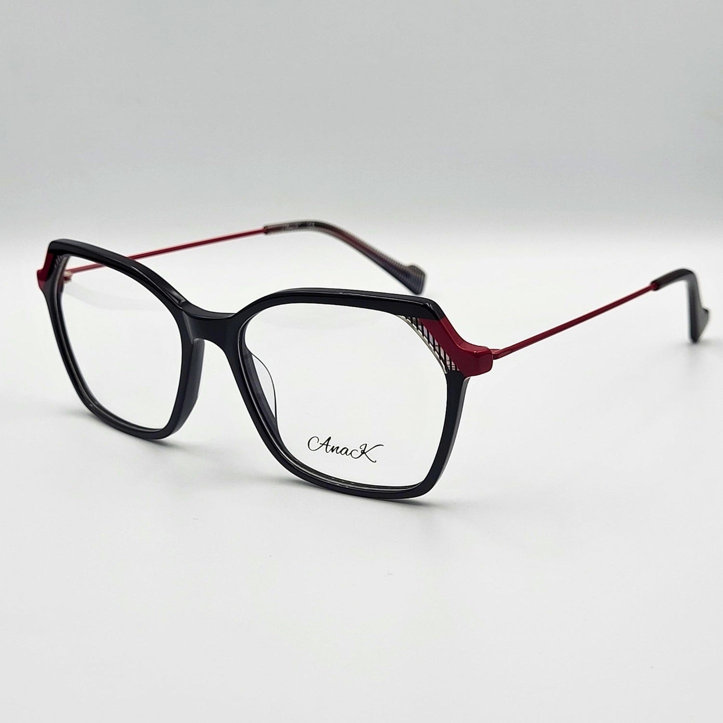 Anak BAF8002ML - Black Red Polygonal Eyeglasses by The Nevermore – Unique Eyeglasses by Nevermore Lifestyle & Tech |