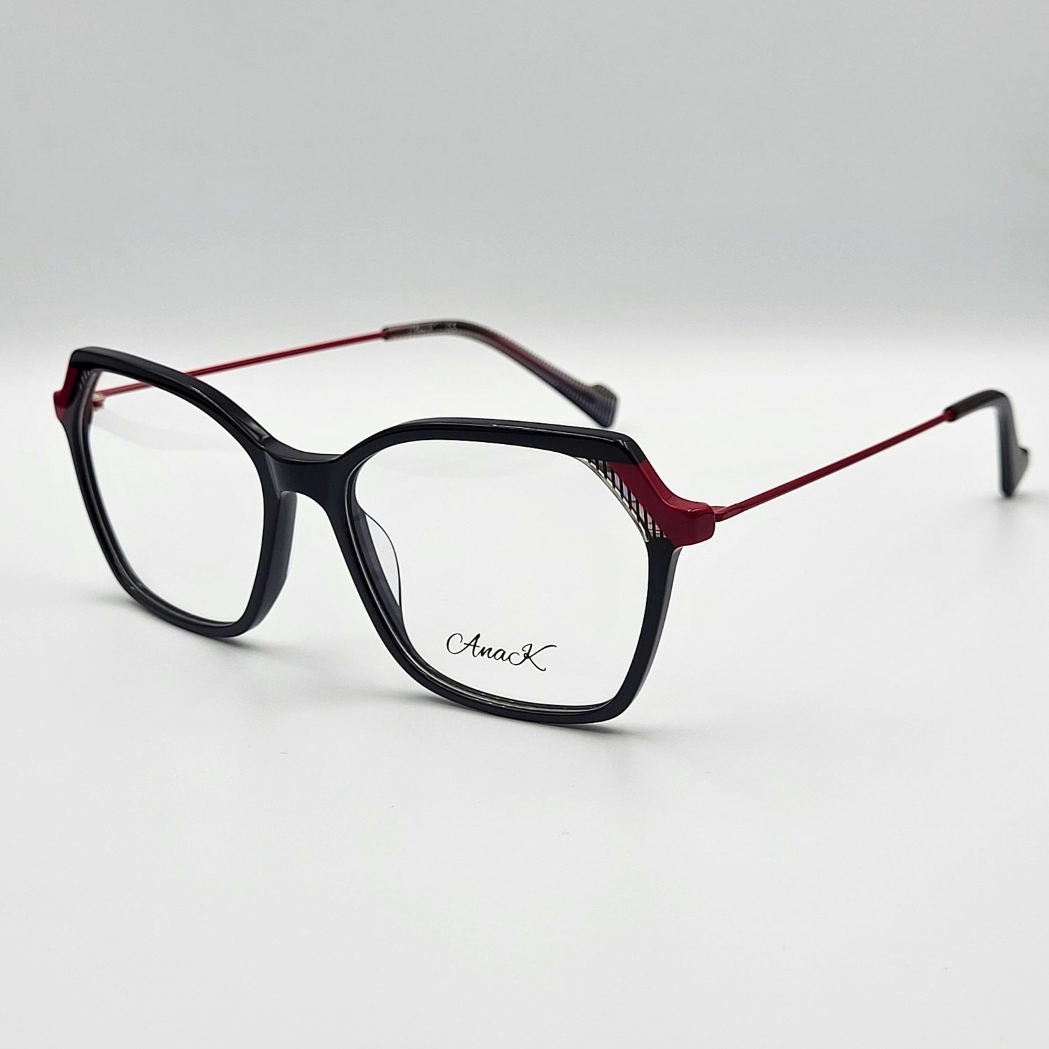 Anak BAF8002ML - Black Red Polygonal Eyeglasses by The Nevermore – Unique Eyeglasses by Nevermore Lifestyle & Tech |