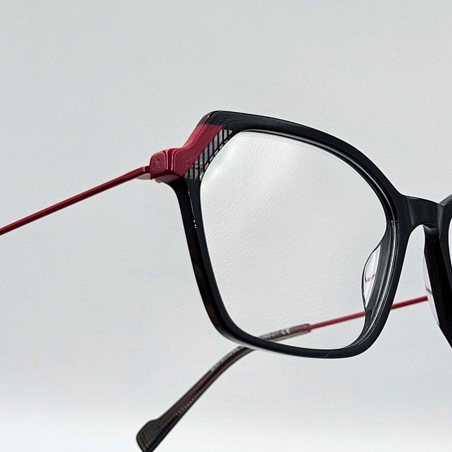 Anak BAF8002ML - Black Red Polygonal Eyeglasses by The Nevermore – Unique Eyeglasses by Nevermore Lifestyle & Tech |