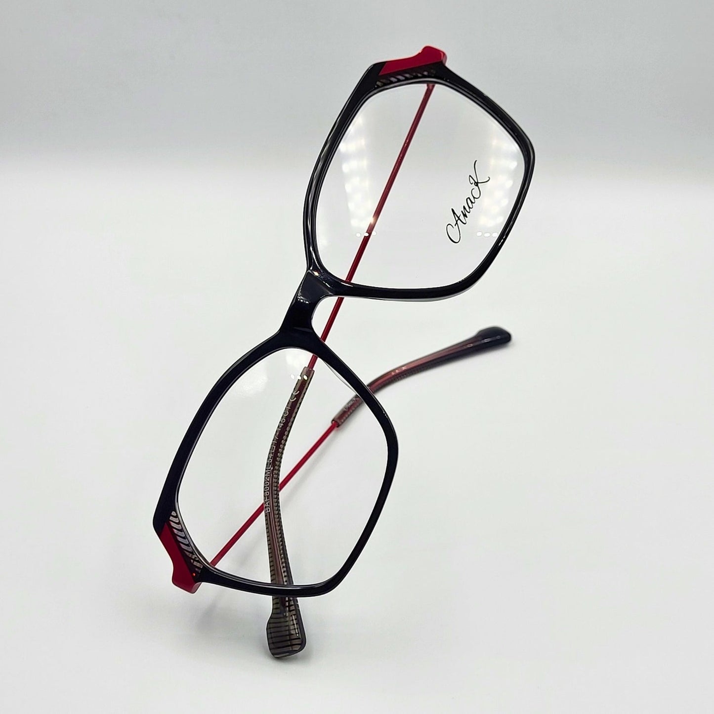 Anak BAF8002ML - Black Red Polygonal Eyeglasses by The Nevermore – Unique Eyeglasses by Nevermore Lifestyle & Tech |