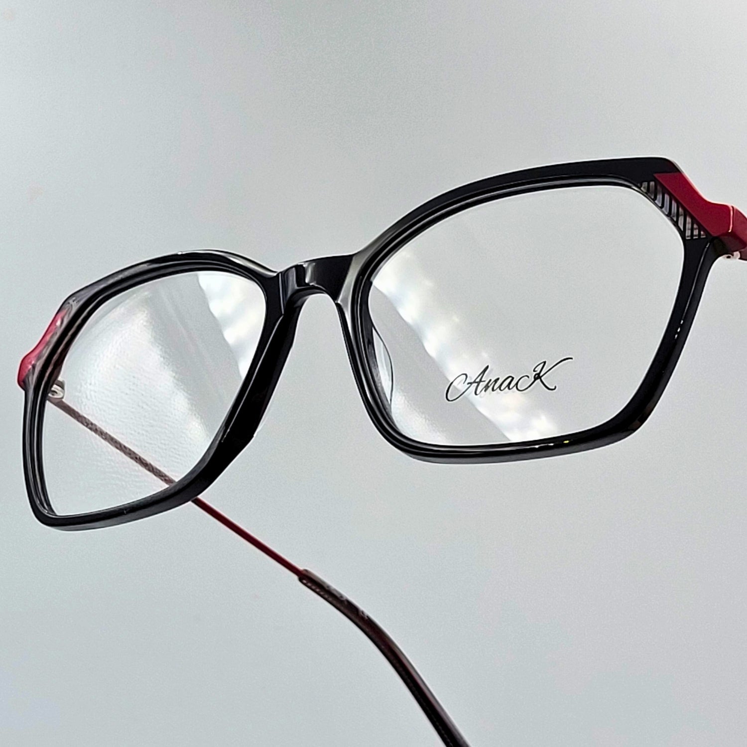 Anak BAF8002ML - Black Red Polygonal Eyeglasses by The Nevermore – Unique Eyeglasses by Nevermore Lifestyle & Tech |