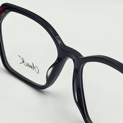 Anak BAF8002ML - Black Red Polygonal Eyeglasses by The Nevermore – Unique Eyeglasses by Nevermore Lifestyle & Tech |