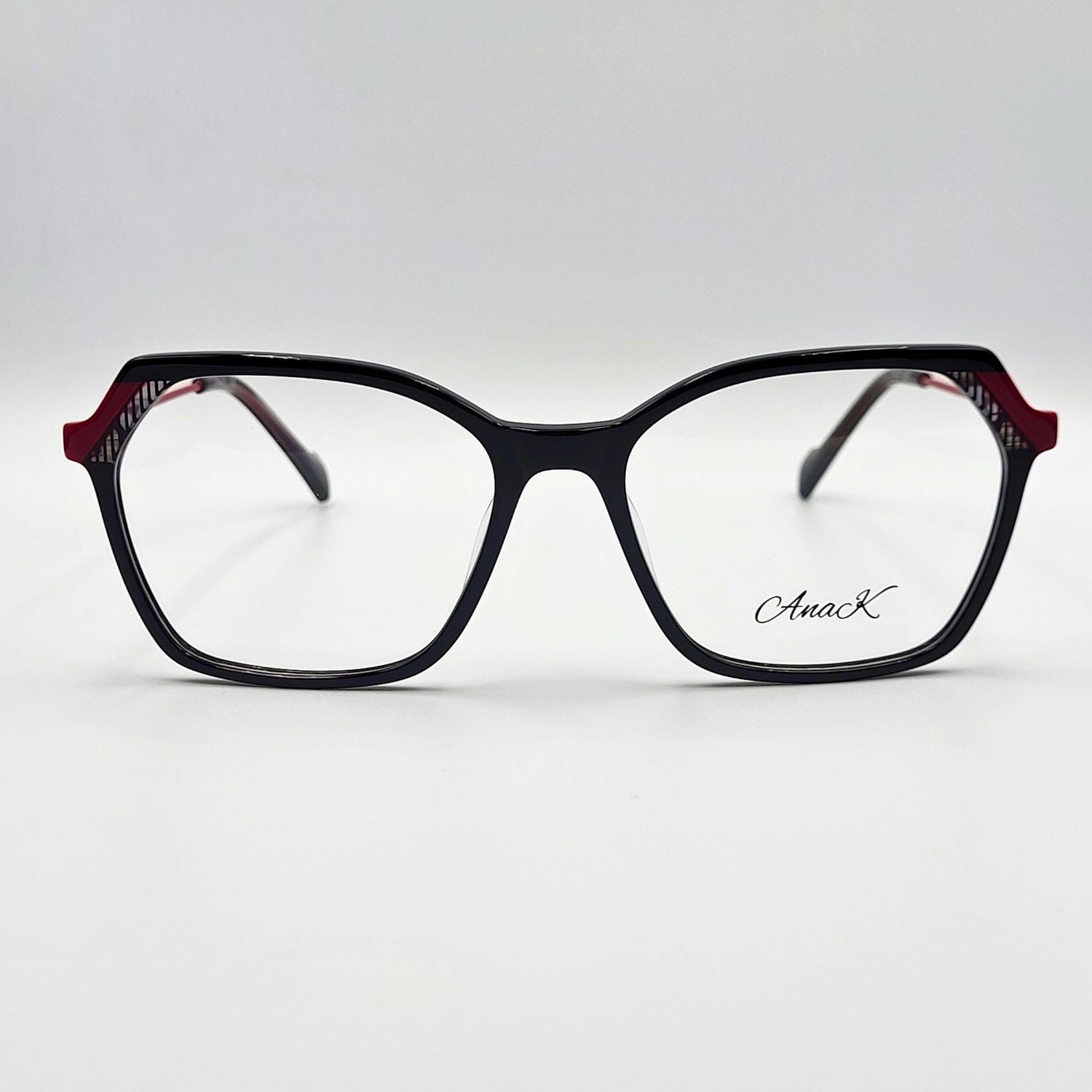 Anak BAF8002ML - Black Red Polygonal Eyeglasses by The Nevermore – Unique Eyeglasses by Nevermore Lifestyle & Tech |