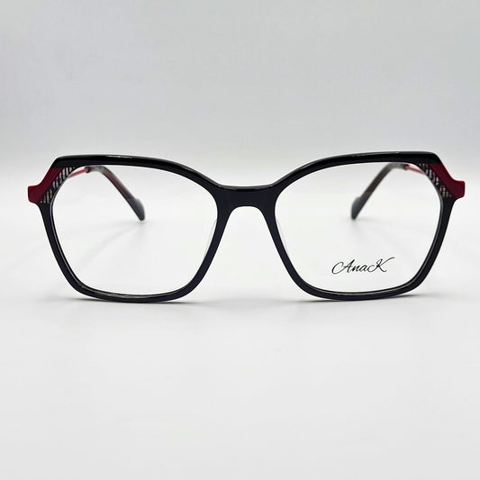 Anak BAF8002ML - Black Red Polygonal Eyeglasses by The Nevermore – Unique Eyeglasses by Nevermore Lifestyle & Tech |