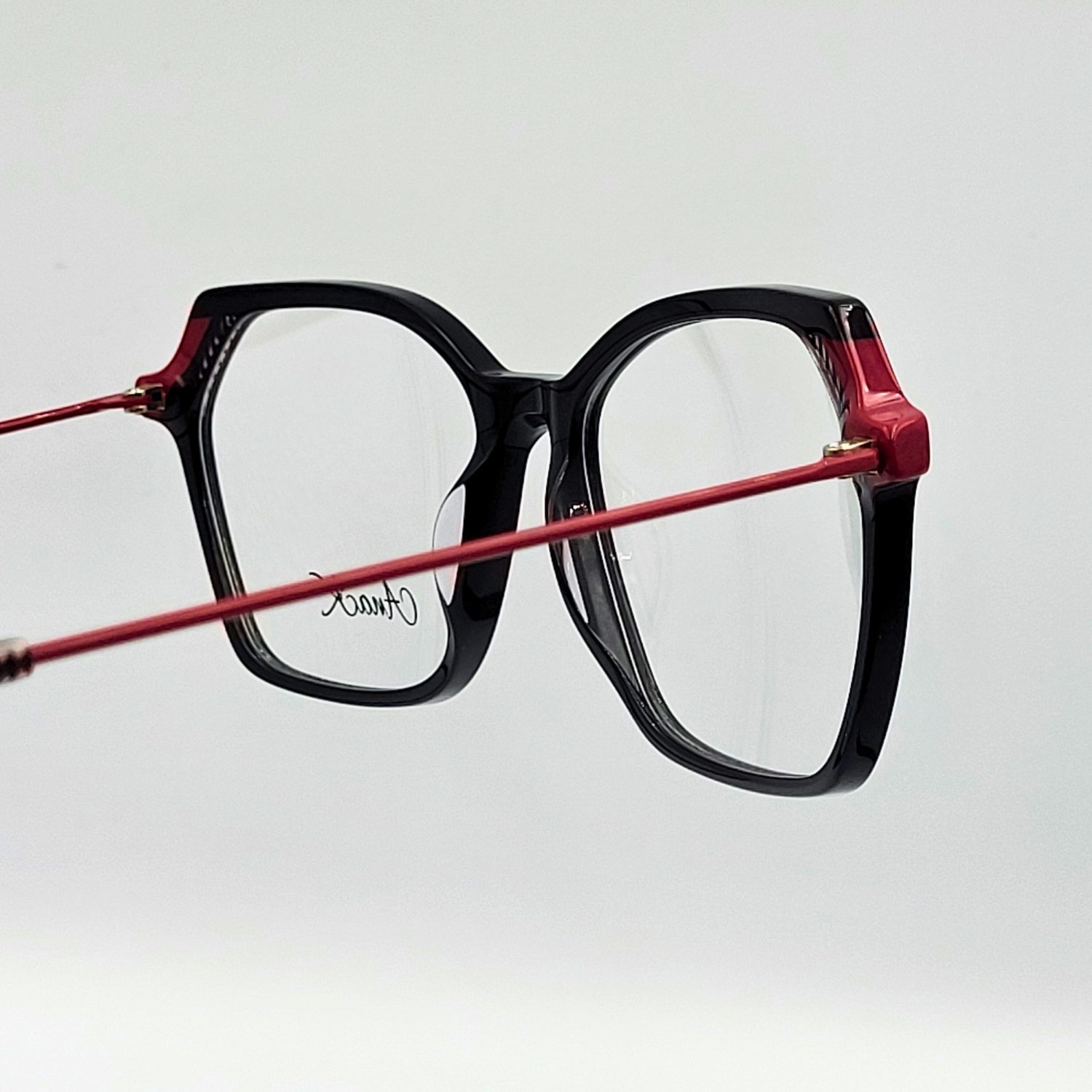 Anak BAF8002ML - Black Red Polygonal Eyeglasses by The Nevermore – Unique Eyeglasses by Nevermore Lifestyle & Tech |