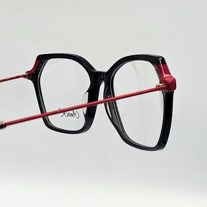 Anak BAF8002ML - Black Red Polygonal Eyeglasses by The Nevermore – Unique Eyeglasses by Nevermore Lifestyle & Tech |