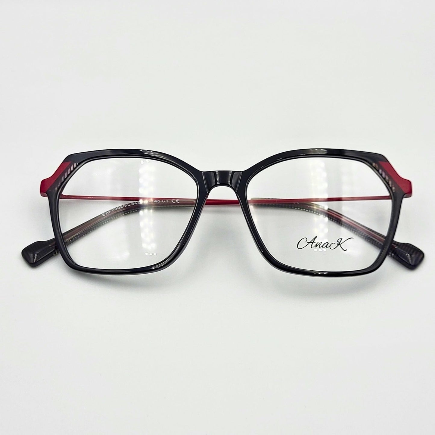 Anak BAF8002ML - Black Red Polygonal Eyeglasses by The Nevermore – Unique Eyeglasses by Nevermore Lifestyle & Tech |
