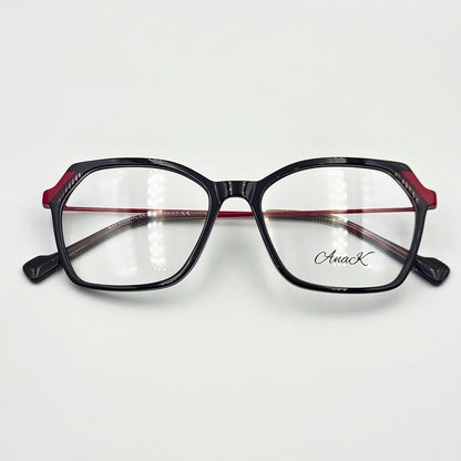 Anak BAF8002ML - Black Red Polygonal Eyeglasses by The Nevermore – Unique Eyeglasses by Nevermore Lifestyle & Tech |