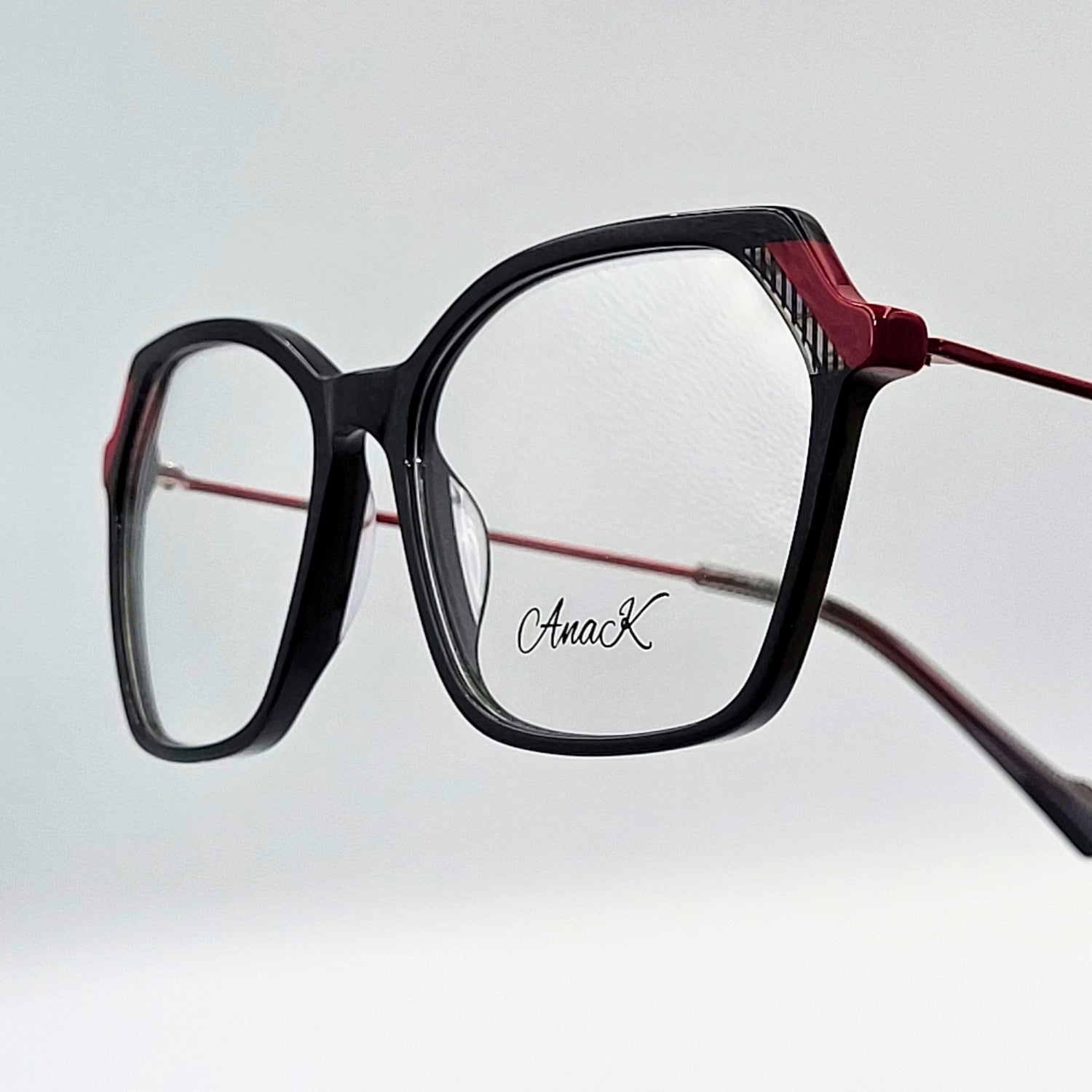 Anak BAF8002ML - Black Red Polygonal Eyeglasses by The Nevermore – Unique Eyeglasses by Nevermore Lifestyle & Tech |