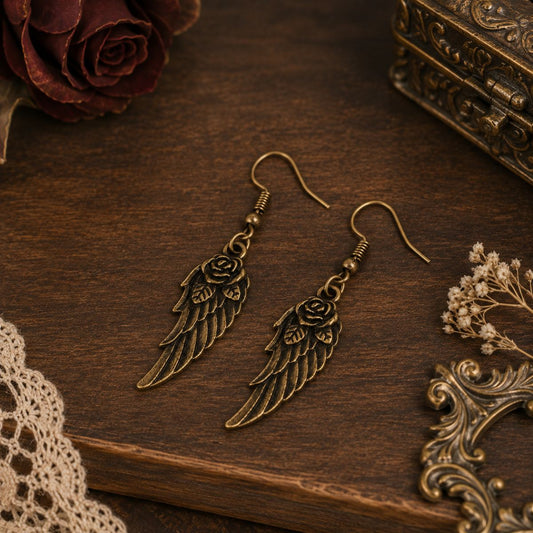 Angel Wing Earrings - Rosewing Relic by The Nevermore – Unique Earrings by The Nevermore | Bronze
