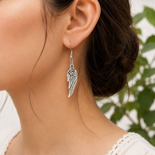 Angel Wing Earrings - Rosewing Relic by The Nevermore – Unique Earrings by The Nevermore | Bronze