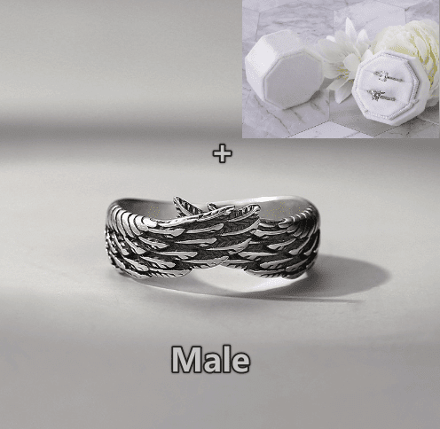 Angel Wings - The Nevermore Ring – Unique Rings by Nevermore Lifestyle & Tech | Silver Male with White Box