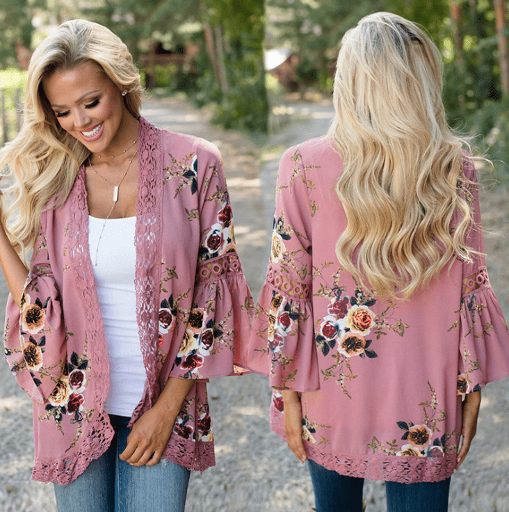 Angelique Spring - Chiffon Cardigan by The Nevermore – Unique Cardigans by Nevermore Lifestyle & Tech | L Pink