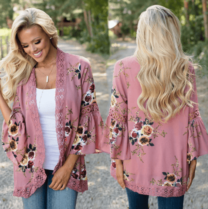 Angelique Spring - Chiffon Cardigan by The Nevermore – Unique Cardigans by Nevermore Lifestyle & Tech | L Pink