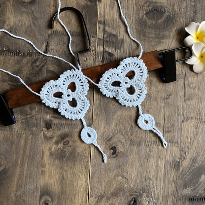 Anklet Foot knitted jewelry in flower shape - The Nevermore Boho Anklet Barefoot Sandals – Unique Boho Anklet Barefoot Sandals by Nevermore Lifestyle & Tech | Light Blue