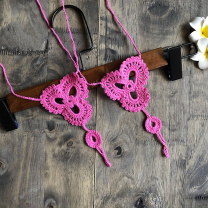 Anklet Foot knitted jewelry in flower shape - The Nevermore Boho Anklet Barefoot Sandals – Unique Boho Anklet Barefoot Sandals by Nevermore Lifestyle & Tech | Rose Red