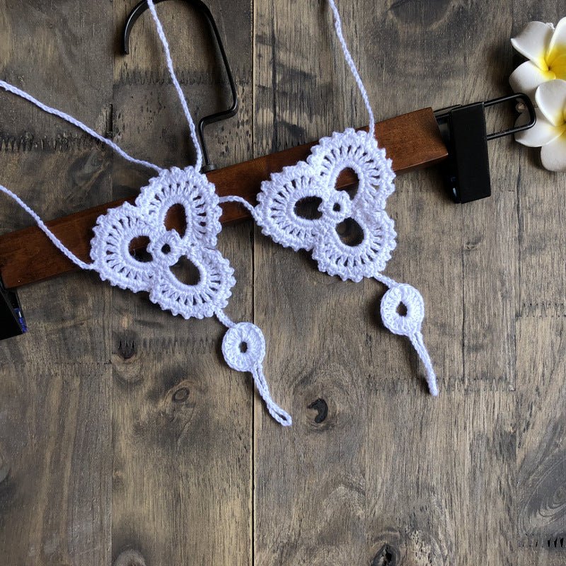 Anklet Foot knitted jewelry in flower shape - The Nevermore Boho Anklet Barefoot Sandals – Unique Boho Anklet Barefoot Sandals by Nevermore Lifestyle & Tech | White