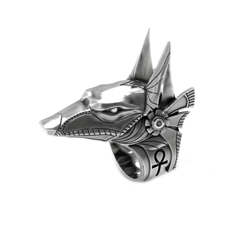 Anubis - The Nevermore Gothic Egyptian Ring Stainless Steel – Unique Gothic Jewelry by Nevermore Lifestyle & Tech | US.10 Silver