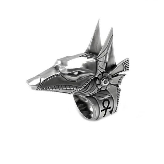 Anubis - The Nevermore Gothic Egyptian Ring Stainless Steel – Unique Gothic Jewelry by Nevermore Lifestyle & Tech | US.10 Silver