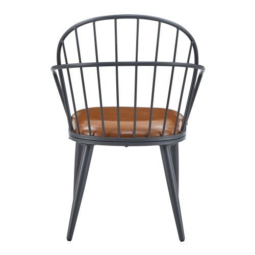 Indoor Upholstered Dining Chair With Metal Legs Set Of 2,Brown