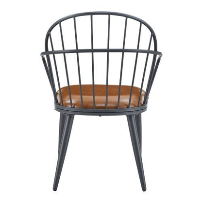 Indoor Upholstered Dining Chair With Metal Legs Set Of 2,Brown