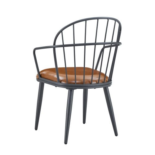 Indoor Upholstered Dining Chair With Metal Legs Set Of 2,Brown