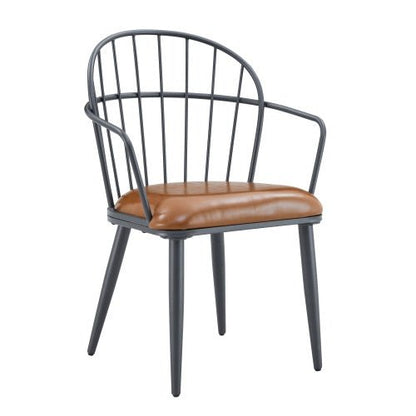 Indoor Upholstered Dining Chair With Metal Legs Set Of 2,Brown