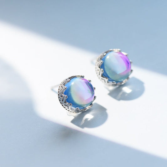 Auriel Crownlight – Moonstone Stud Earrings by The Nevermore – Unique Earrings by Nevermore Lifestyle & Tech | 925 Silver Moonstone Stud Earrings