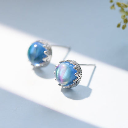 Auriel Crownlight – Moonstone Stud Earrings by The Nevermore – Unique Earrings by Nevermore Lifestyle & Tech | 925 Silver Moonstone Stud Earrings