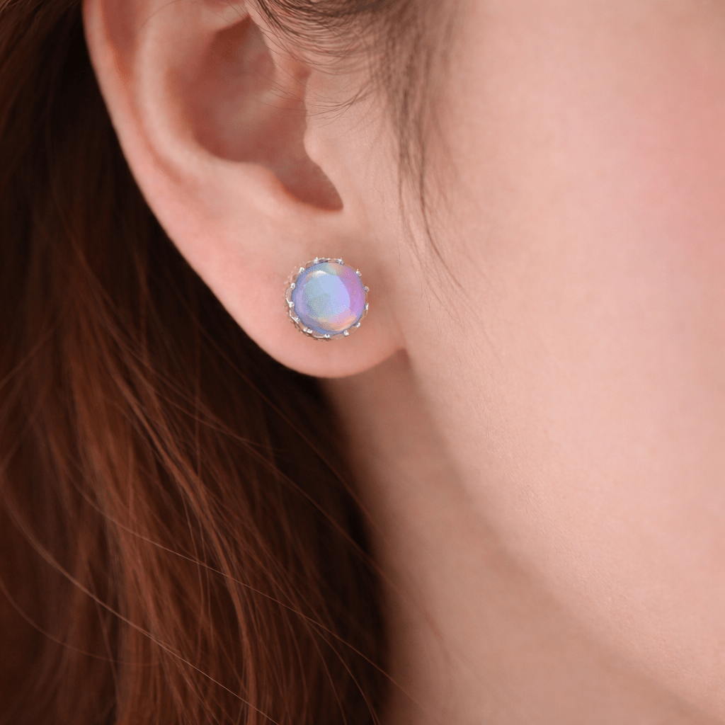 Auriel Crownlight – Moonstone Stud Earrings by The Nevermore – Unique Earrings by Nevermore Lifestyle & Tech | 925 Silver Moonstone Stud Earrings
