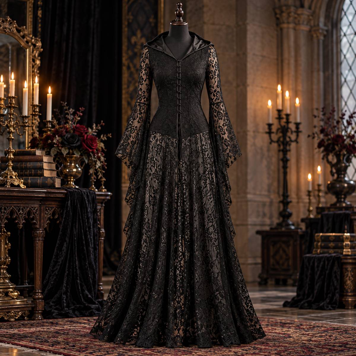 Aurora – Gothic Black Lace Dress by The Nevermore – Unique Gothic Fashion for Women by The Nevermore | L