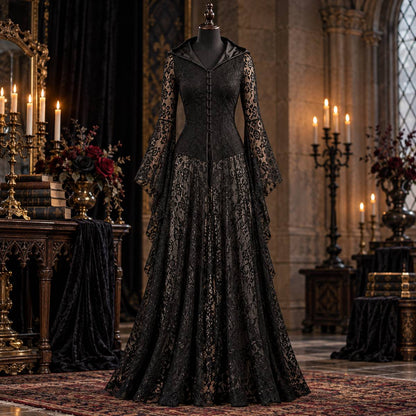 Aurora – Gothic Black Lace Dress by The Nevermore – Unique Gothic Fashion for Women by The Nevermore | L