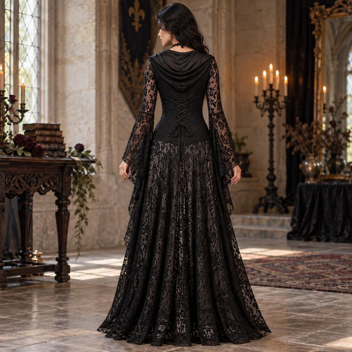 Aurora – Gothic Black Lace Dress by The Nevermore – Unique Gothic Fashion for Women by The Nevermore | L