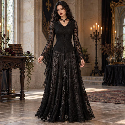 Aurora – Gothic Black Lace Dress by The Nevermore – Unique Gothic Fashion for Women by The Nevermore | L