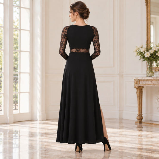 Aurora Vale – Black Lace Split Dress by The Nevermore – Unique Dresses by The Nevermore | M Black