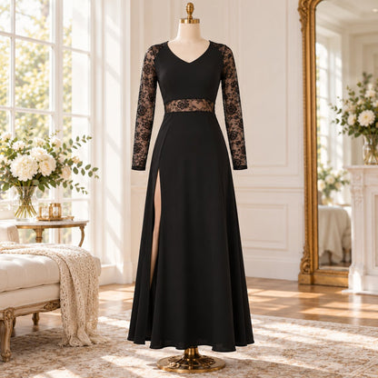 Aurora Vale – Black Lace Split Dress by The Nevermore – Unique Dresses by The Nevermore | M Black