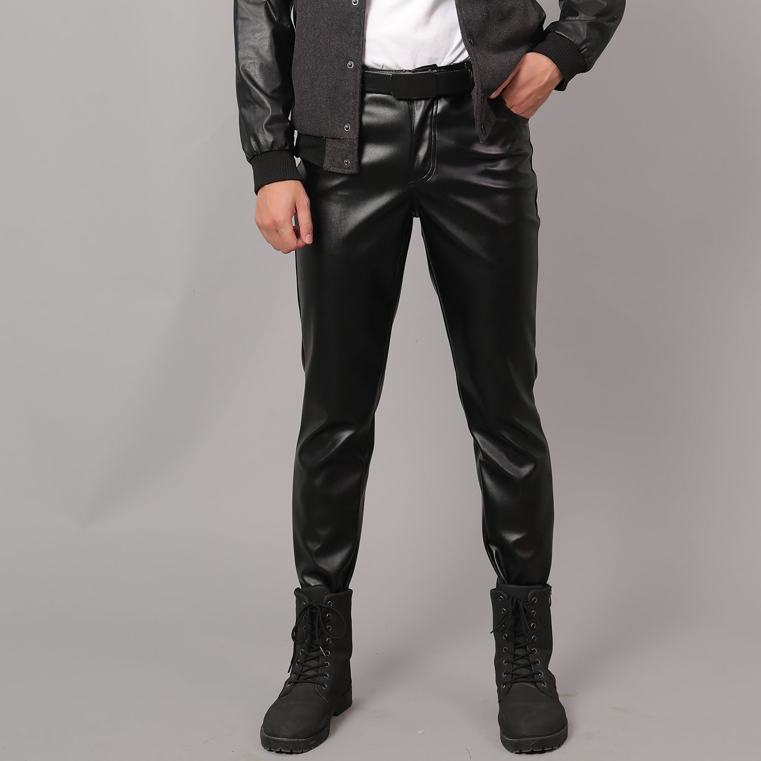 Ayden Leather Slim Pants - The Nevermore Pants for Men – Unique Pants by Nevermore Lifestyle & Tech | 28 Black