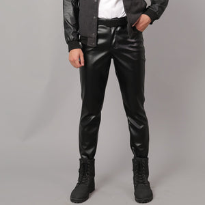 Ayden slim leather pants for men – black