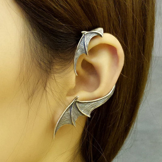 Bat Wing - The Nevermore Gothic Ear - wrap Ear - cuff Silver – Unique Gothic Accessories by Nevermore Lifestyle & Tech | 925 Silver Single Can Be Fine Tuned
