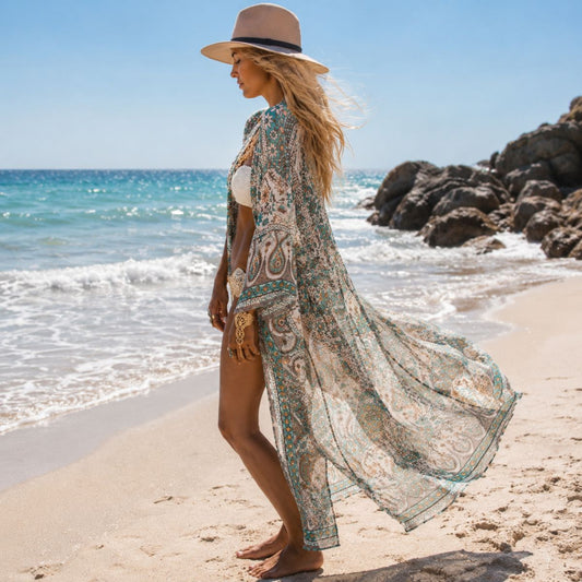 Beach Kimono - Emerald Breeze by The Nevermore – Unique Boho Cover-Ups by The Nevermore |
