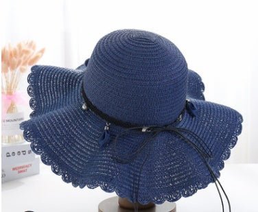 Beachy Keen - Monochrome Straw Hat by The Nevermore – Unique Hats by Nevermore Lifestyle & Tech | One size Navy Blue