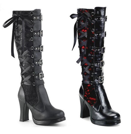 Beatrix DuskyRose - Gothic Waterproof Platform Boots by The Nevermore – Unique Gothic Fashion for Women by Nevermore Lifestyle & Tech | 34 Black