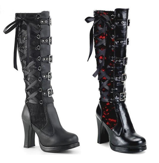 Beatrix DuskyRose - Gothic Waterproof Platform Boots by The Nevermore – Unique Gothic Fashion for Women by Nevermore Lifestyle & Tech | 34 Black