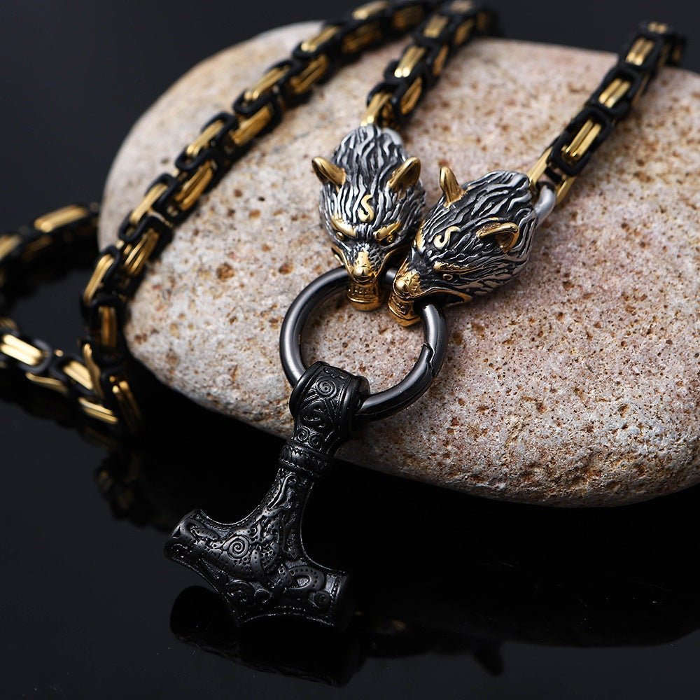 Bjorn Thor's Hammer - Viking Steel Pendant by The Nevermore – Unique Gothic Jewelry by Nevermore Lifestyle & Tech | 70CM with black hammer