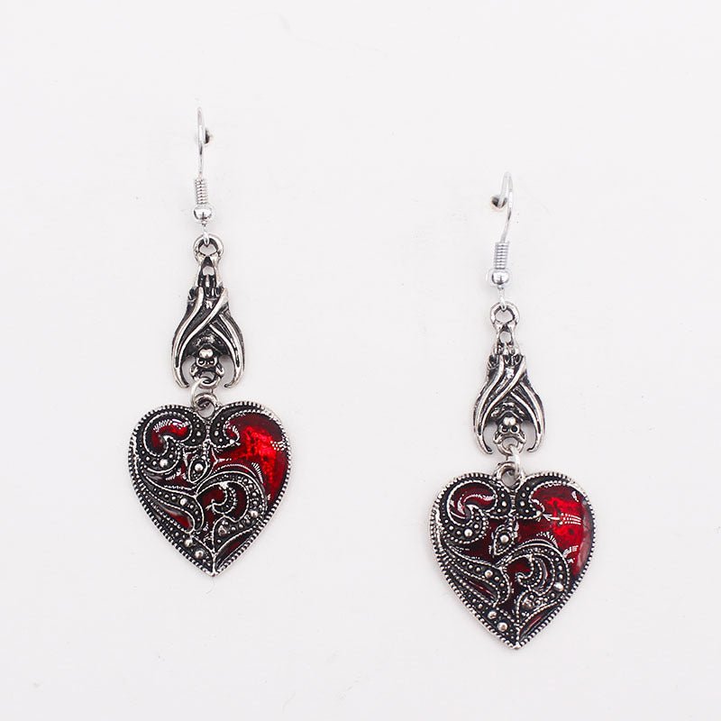 Black Bat Gertrude - The Nevermore Gothic Earrings Heart – Unique Gothic Jewelry by Nevermore Lifestyle & Tech | Black