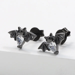 Black Bat Studs electroplated gothic earrings