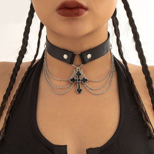 Black Cross Choker - The Nevermore Gothic Choker Necklace – Unique Gothic Pendants by Nevermore Lifestyle & Tech | White K5201