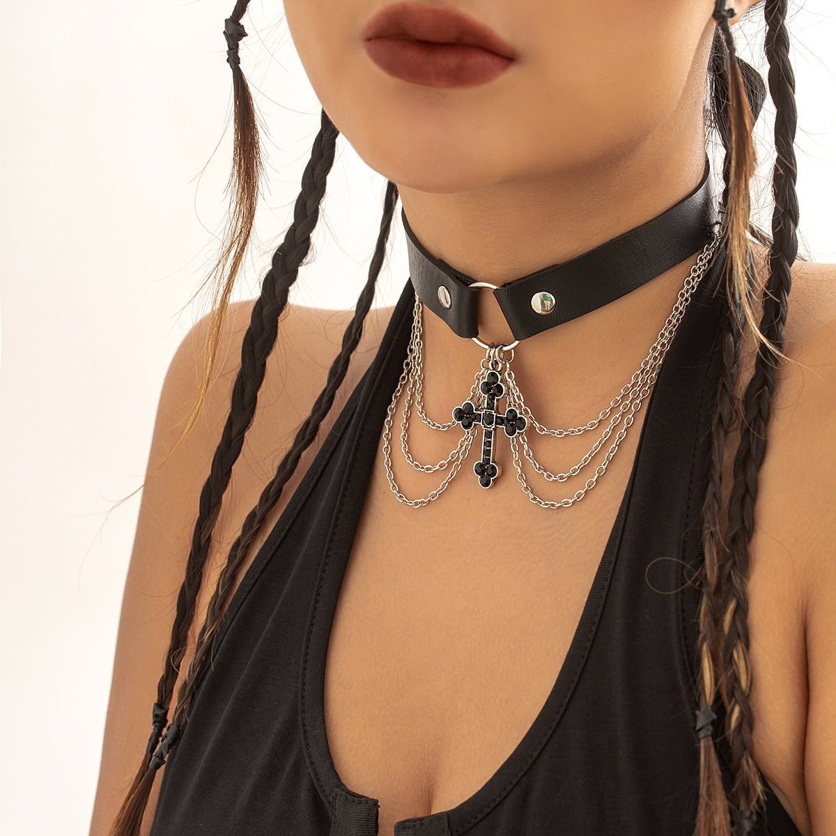 Black Cross Choker - The Nevermore Gothic Choker Necklace – Unique Gothic Pendants by Nevermore Lifestyle & Tech | White K5201